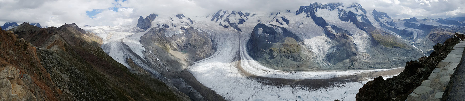 Glacial Melt and Water Resources Long-Distance View of a Glacier in Gornergrat, Switzerland