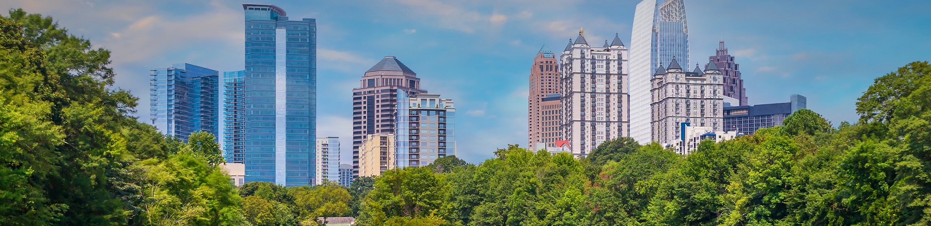 Piedmont Park in Downtown Atlanta at Night Sunset