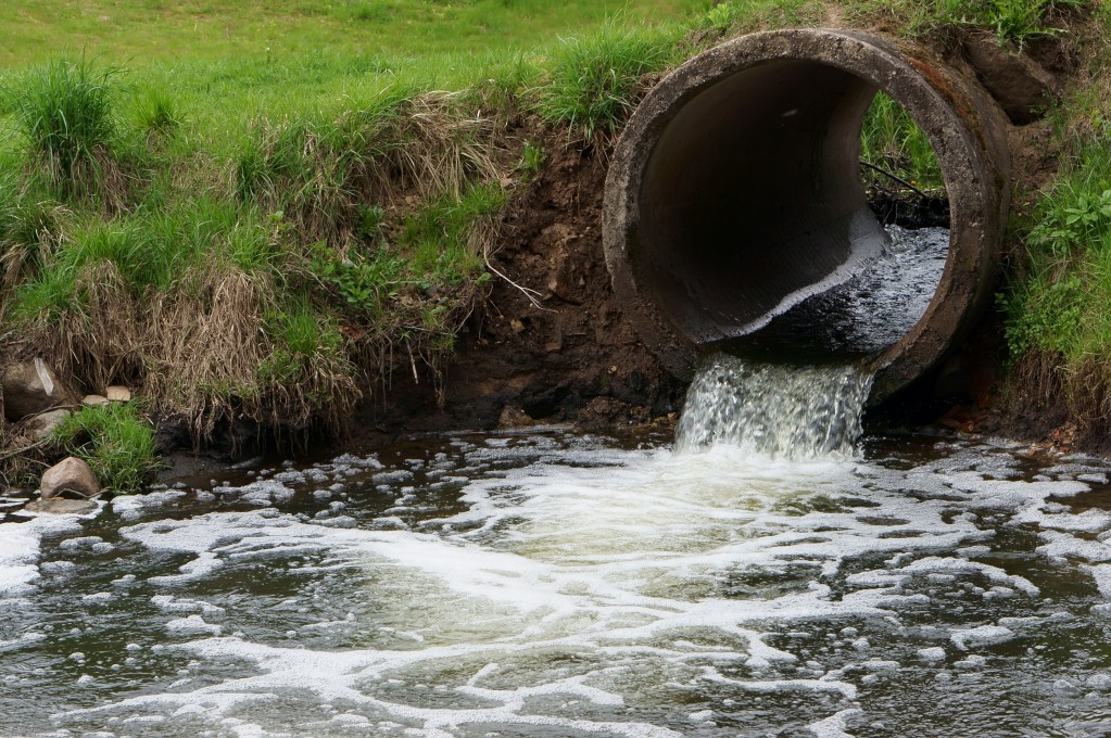 Treated Wastewater Draining Into River