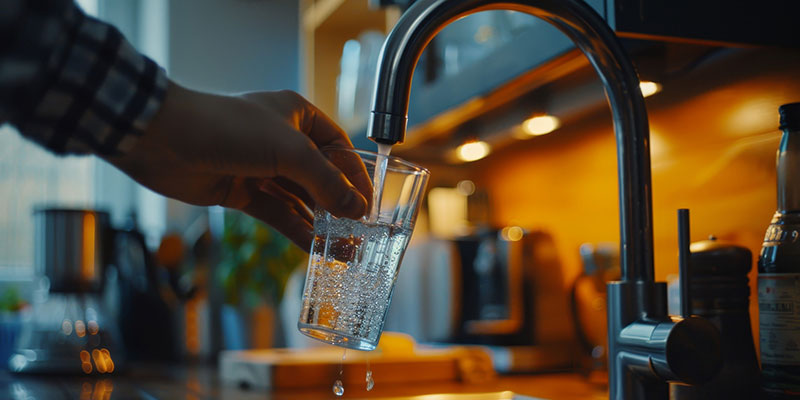 Clean Water Flowing From Household Tap, Representing Public Trust in Water Systems