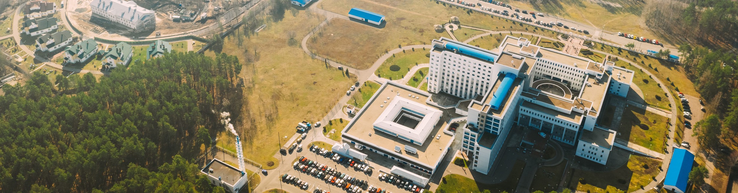 Hospital Campus Water and Wastewater Infrastructure Planning Aerial view of a modern hospital campus