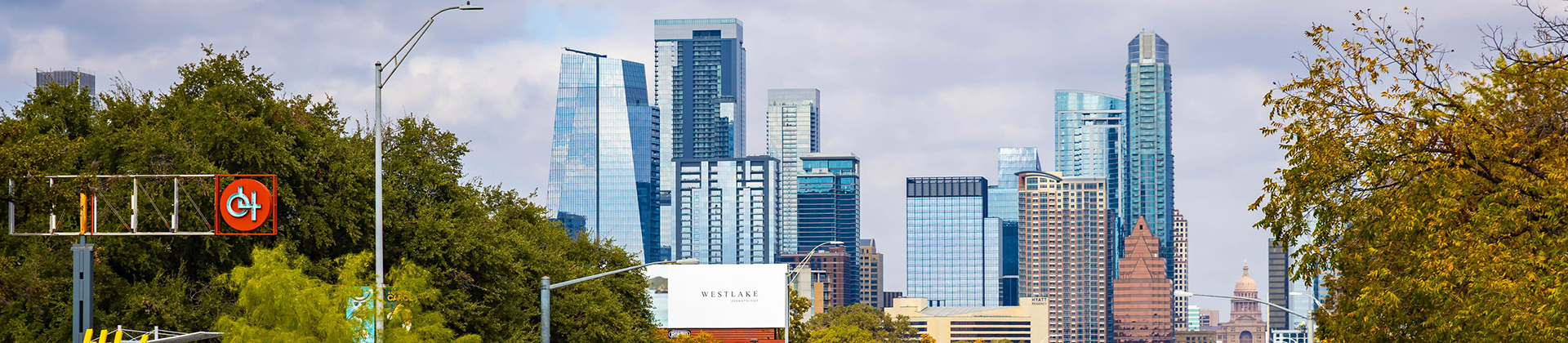 Vista panorámica de Austin, Texas y distrito comercial del centro de la ciudad